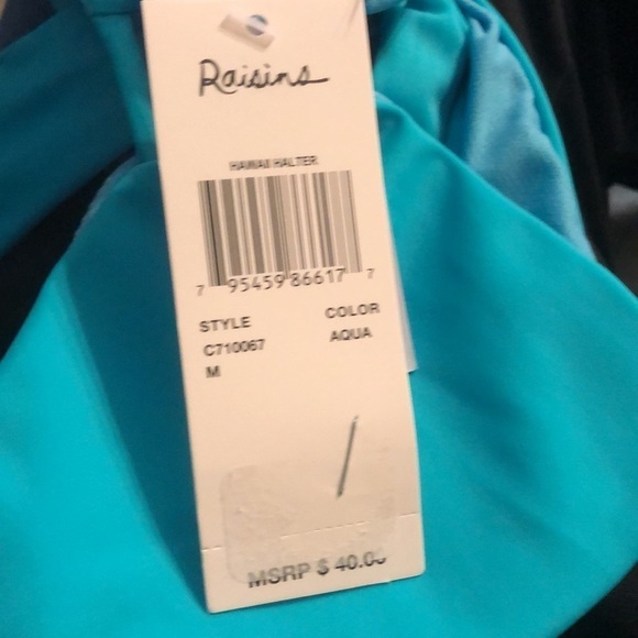 RAISINS Aqua Seychelles Hawaii Halter Bikini Top - Picture 2 of 6